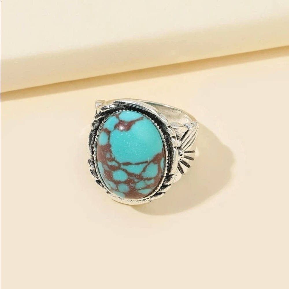 Bohemian Turquoise Stone Silver Ring